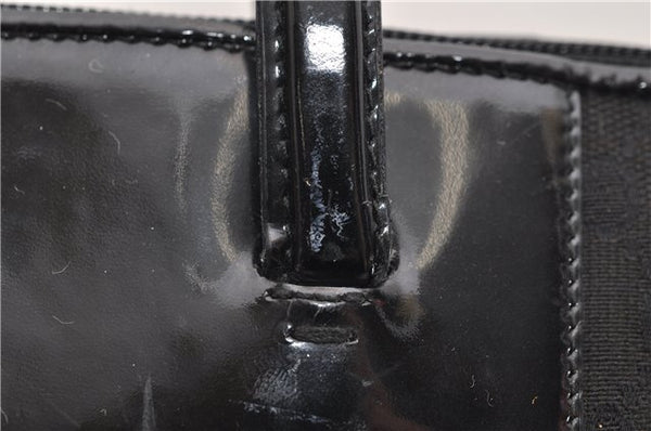 Authentic GUCCI Vintage Shoulder Hand Bag GG Canvas Enamel 0021122 Black 7177D