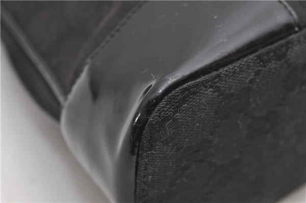 Authentic GUCCI Vintage Shoulder Hand Bag GG Canvas Enamel 0021122 Black 7177D