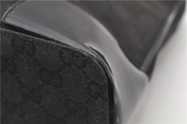 Authentic GUCCI Vintage Shoulder Hand Bag GG Canvas Enamel 0021122 Black 7177D