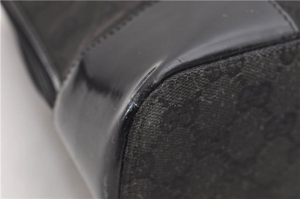 Authentic GUCCI Vintage Shoulder Hand Bag GG Canvas Enamel 0021122 Black 7177D