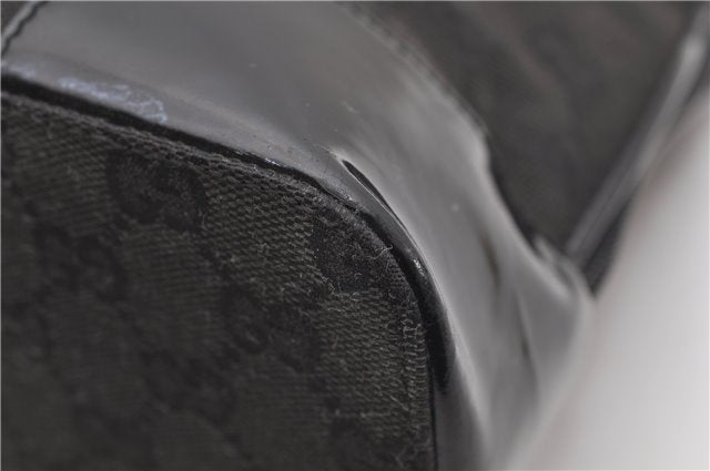 Authentic GUCCI Vintage Shoulder Hand Bag GG Canvas Enamel 0021122 Black 7177D