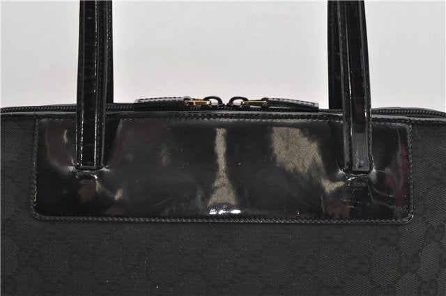 Authentic GUCCI Vintage Shoulder Hand Bag GG Canvas Enamel 0021122 Black 7177D