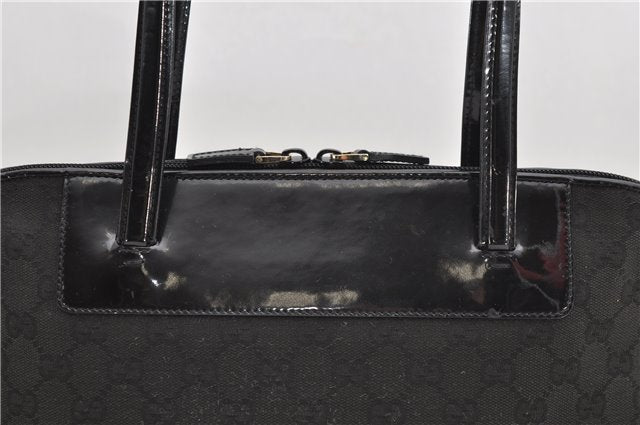Authentic GUCCI Vintage Shoulder Hand Bag GG Canvas Enamel 0021122 Black 7177D