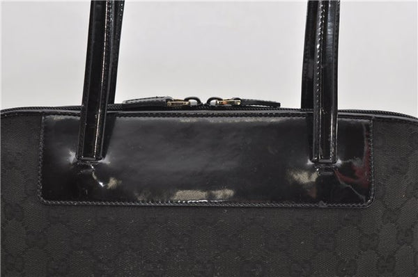 Authentic GUCCI Vintage Shoulder Hand Bag GG Canvas Enamel 0021122 Black 7177D