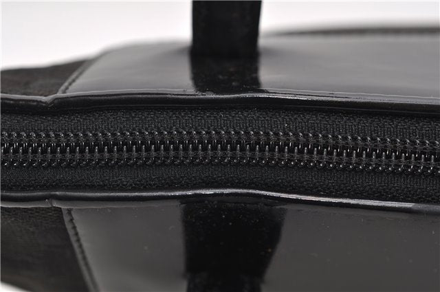 Authentic GUCCI Vintage Shoulder Hand Bag GG Canvas Enamel 0021122 Black 7177D