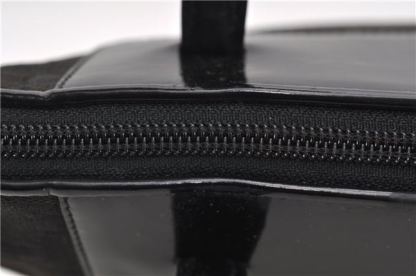 Authentic GUCCI Vintage Shoulder Hand Bag GG Canvas Enamel 0021122 Black 7177D