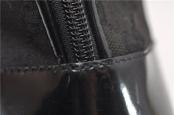 Authentic GUCCI Vintage Shoulder Hand Bag GG Canvas Enamel 0021122 Black 7177D