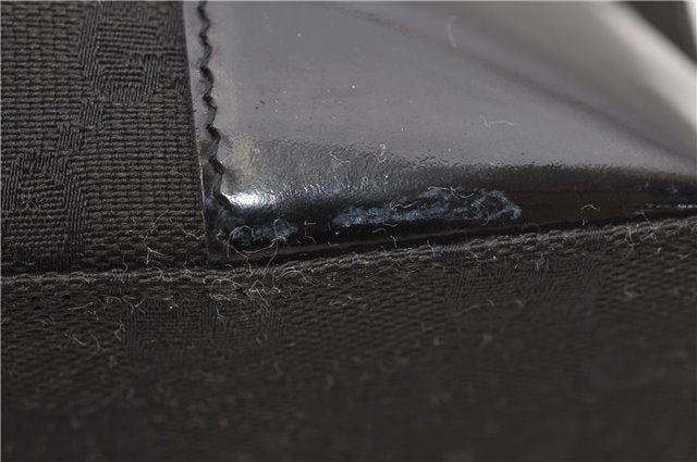 Authentic GUCCI Vintage Shoulder Hand Bag GG Canvas Enamel 0021122 Black 7177D