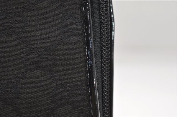 Authentic GUCCI Vintage Shoulder Hand Bag GG Canvas Enamel 0021122 Black 7177D