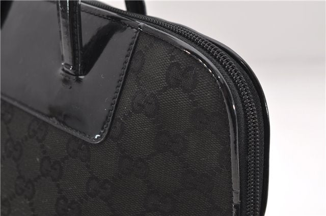 Authentic GUCCI Vintage Shoulder Hand Bag GG Canvas Enamel 0021122 Black 7177D