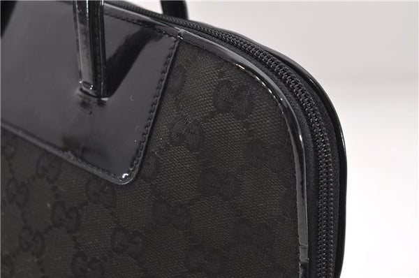 Authentic GUCCI Vintage Shoulder Hand Bag GG Canvas Enamel 0021122 Black 7177D