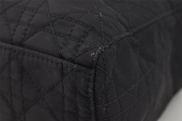 Authentic Christian Dior Lady Dior Cannage Nylon 2Way Hand Bag Black CD 7177I