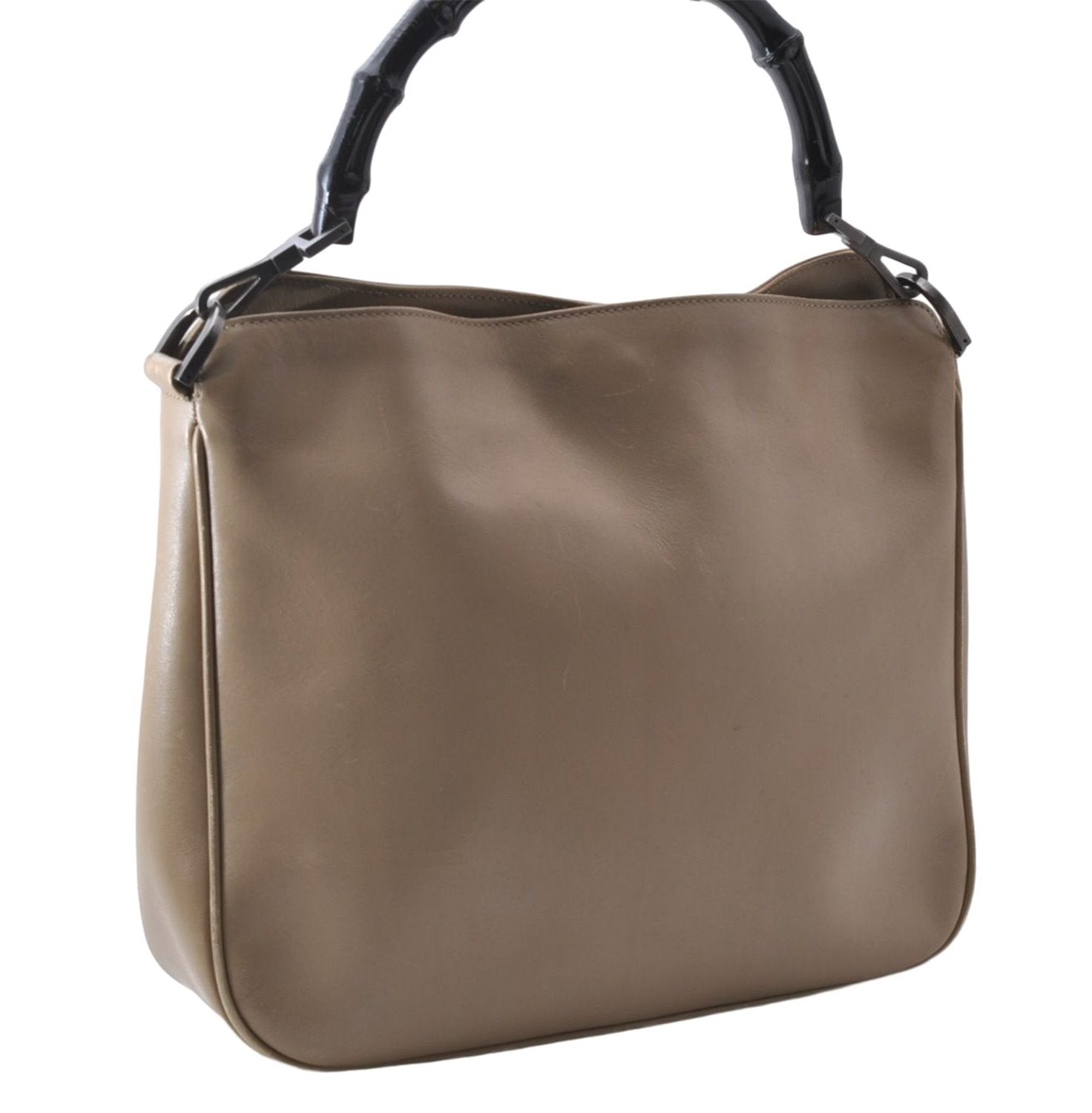 Authentic GUCCI Vintage Bamboo Shoulder Hand Bag Leather 0011638 Beige 7178D