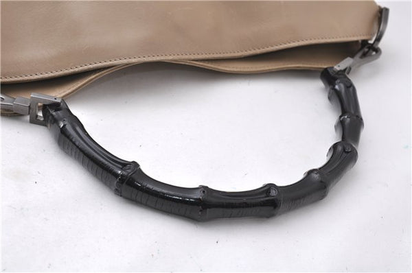 Authentic GUCCI Vintage Bamboo Shoulder Hand Bag Leather 0011638 Beige 7178D