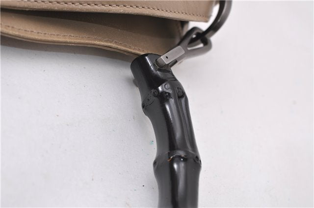 Authentic GUCCI Vintage Bamboo Shoulder Hand Bag Leather 0011638 Beige 7178D