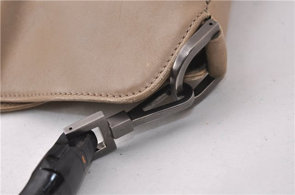 Authentic GUCCI Vintage Bamboo Shoulder Hand Bag Leather 0011638 Beige 7178D