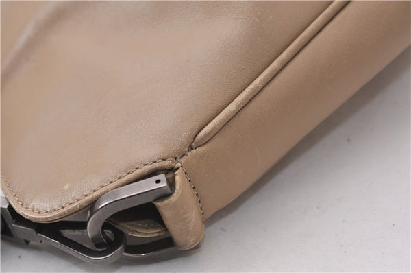 Authentic GUCCI Vintage Bamboo Shoulder Hand Bag Leather 0011638 Beige 7178D