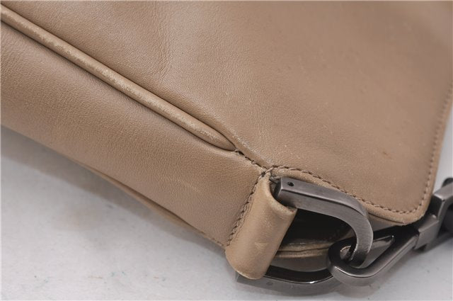 Authentic GUCCI Vintage Bamboo Shoulder Hand Bag Leather 0011638 Beige 7178D