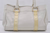 Authentic BURBERRY Vintage Leather Shoulder Tote Bag White 7178I