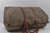 Auth POLO Ralph Lauren Houndstooth PVC Leather Travel Boston Bag Brown 7183D