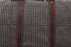 Auth POLO Ralph Lauren Houndstooth PVC Leather Travel Boston Bag Brown 7183D