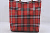 Authentic BURBERRY Vintage Nova Check Nylon Leather Shoulder Tote Bag Red 7185D