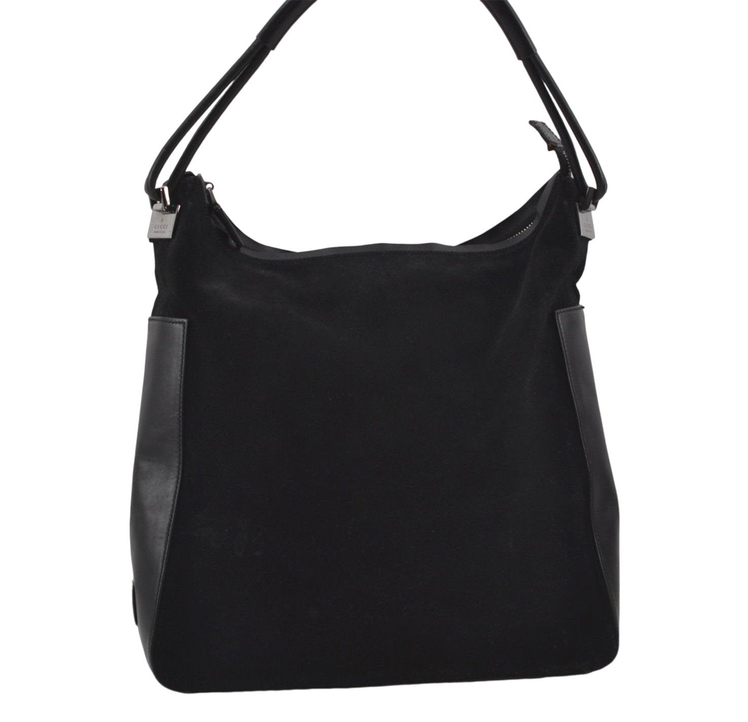 Authentic GUCCI Vintage Shoulder Hand Bag GG Suede Leather 0013770 Black 7187D