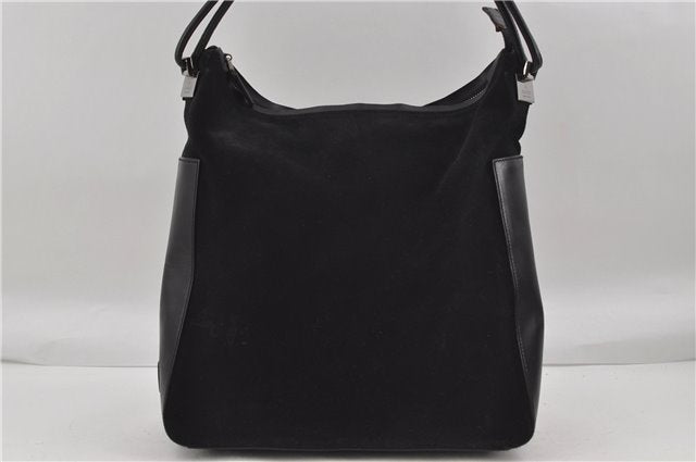 Authentic GUCCI Vintage Shoulder Hand Bag GG Suede Leather 0013770 Black 7187D