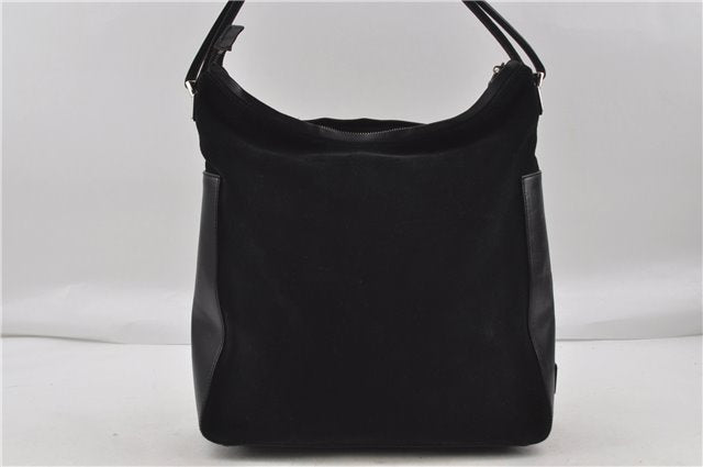 Authentic GUCCI Vintage Shoulder Hand Bag GG Suede Leather 0013770 Black 7187D