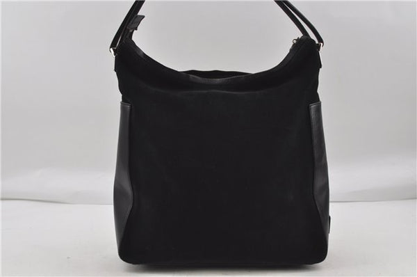Authentic GUCCI Vintage Shoulder Hand Bag GG Suede Leather 0013770 Black 7187D