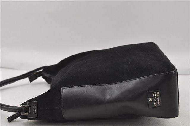 Authentic GUCCI Vintage Shoulder Hand Bag GG Suede Leather 0013770 Black 7187D