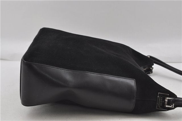 Authentic GUCCI Vintage Shoulder Hand Bag GG Suede Leather 0013770 Black 7187D