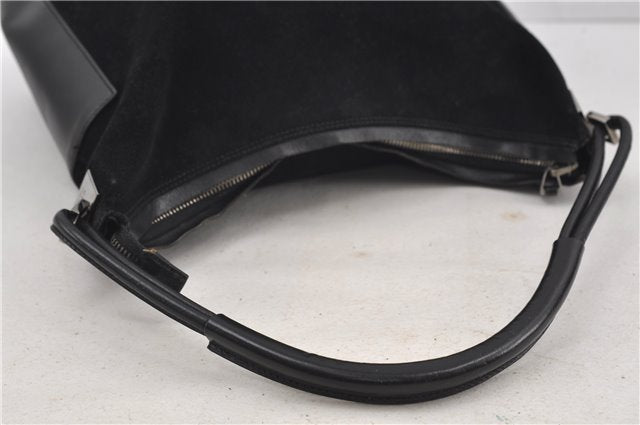 Authentic GUCCI Vintage Shoulder Hand Bag GG Suede Leather 0013770 Black 7187D