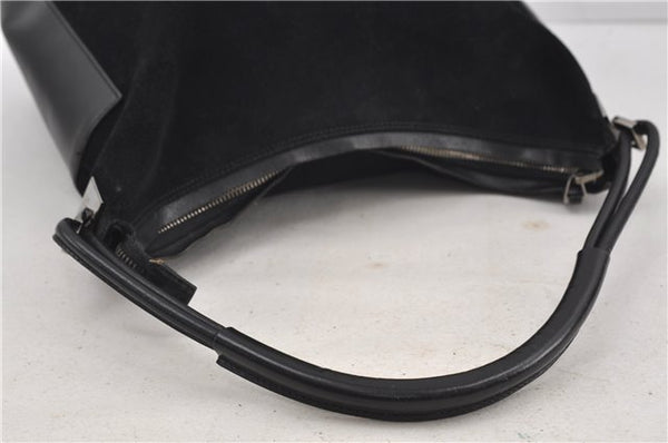 Authentic GUCCI Vintage Shoulder Hand Bag GG Suede Leather 0013770 Black 7187D