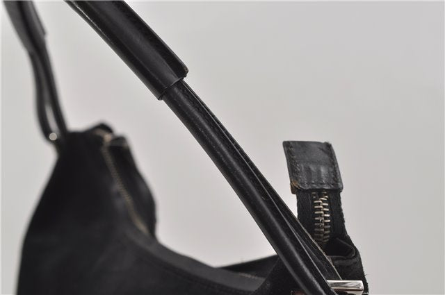 Authentic GUCCI Vintage Shoulder Hand Bag GG Suede Leather 0013770 Black 7187D