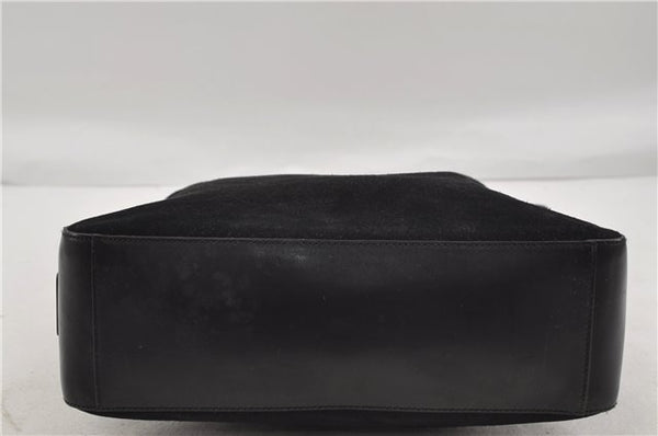 Authentic GUCCI Vintage Shoulder Hand Bag GG Suede Leather 0013770 Black 7187D