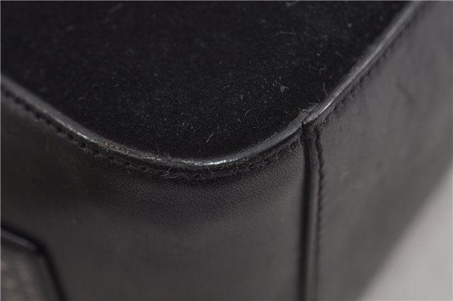 Authentic GUCCI Vintage Shoulder Hand Bag GG Suede Leather 0013770 Black 7187D