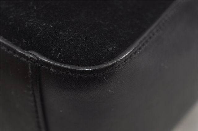 Authentic GUCCI Vintage Shoulder Hand Bag GG Suede Leather 0013770 Black 7187D