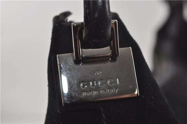 Authentic GUCCI Vintage Shoulder Hand Bag GG Suede Leather 0013770 Black 7187D