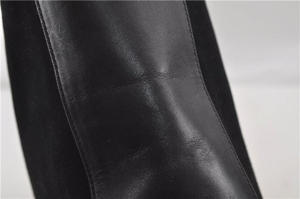 Authentic GUCCI Vintage Shoulder Hand Bag GG Suede Leather 0013770 Black 7187D