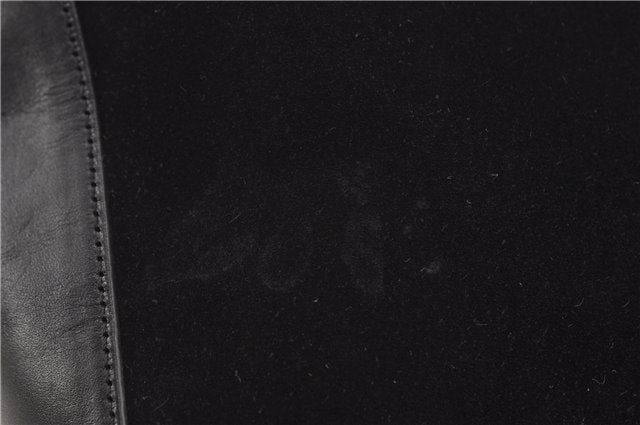 Authentic GUCCI Vintage Shoulder Hand Bag GG Suede Leather 0013770 Black 7187D