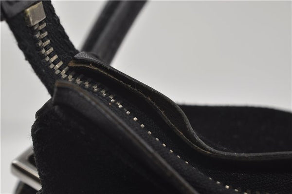 Authentic GUCCI Vintage Shoulder Hand Bag GG Suede Leather 0013770 Black 7187D