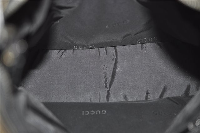 Authentic GUCCI Vintage Shoulder Hand Bag GG Suede Leather 0013770 Black 7187D