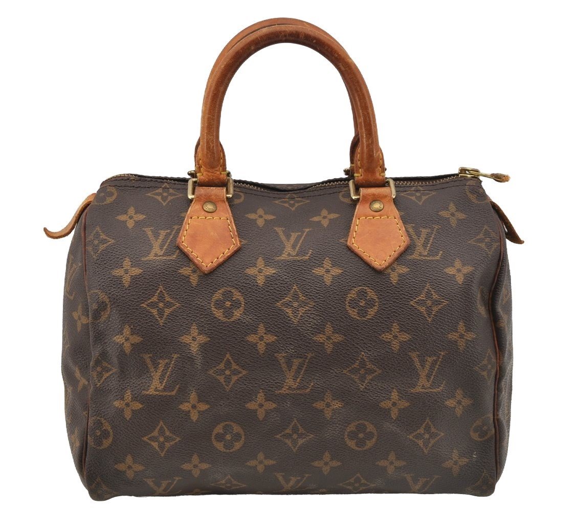 Authentic Louis Vuitton Monogram Speedy 25 Boston Hand Bag M41528 LV 7187I