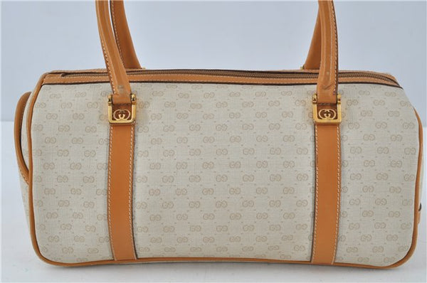 Authentic GUCCI Micro GG PVC Leather Shoulder Hand Bag Ivory Brown 7188B