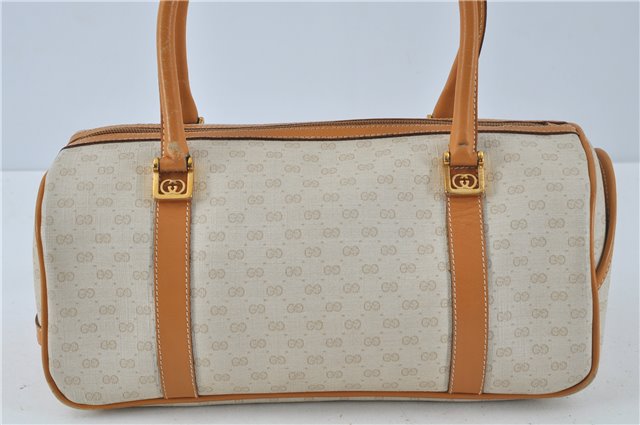 Authentic GUCCI Micro GG PVC Leather Shoulder Hand Bag Ivory Brown 7188B