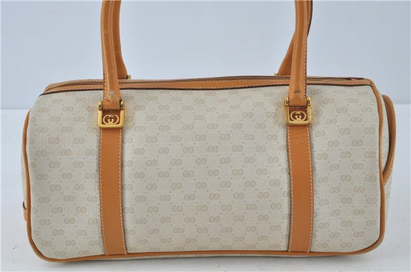 Authentic GUCCI Micro GG PVC Leather Shoulder Hand Bag Ivory Brown 7188B
