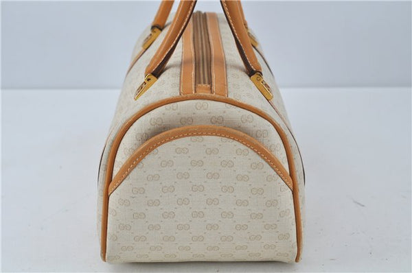 Authentic GUCCI Micro GG PVC Leather Shoulder Hand Bag Ivory Brown 7188B
