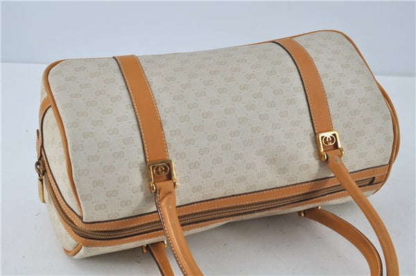 Authentic GUCCI Micro GG PVC Leather Shoulder Hand Bag Ivory Brown 7188B