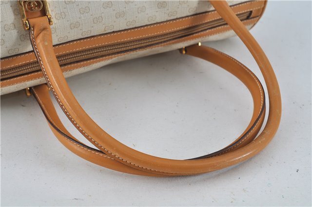 Authentic GUCCI Micro GG PVC Leather Shoulder Hand Bag Ivory Brown 7188B